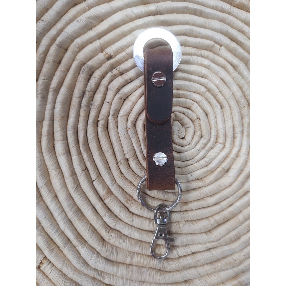 "MOON CHILD" Leather Keychain Key Fob Hooks on Belt Loop Hand Stamped Message - Picture 6 of 10